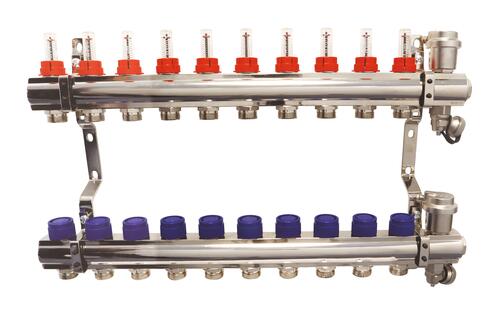 Collecteur PCBT 10 départs en laiton chromé - SOMATHERM